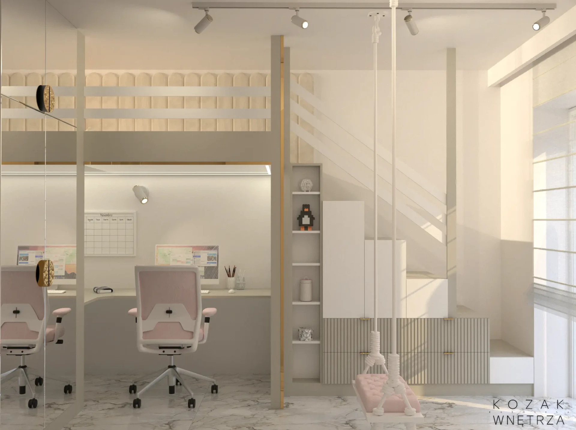 Projekt-małego-pokoju-dziecięcego-z-zabudową-meblową-na-wymiar-wykonaną-przez-studio-projektowe-Kozak-Wnętrza