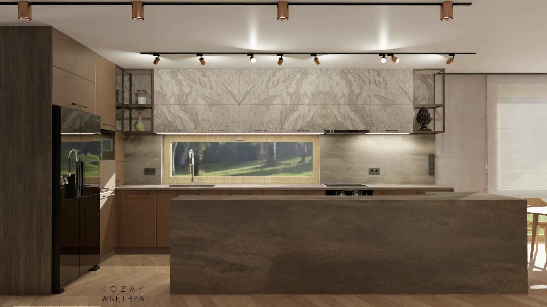 Projekt kuchni. projekt wnętrza Kolory ziemi. Przedpokój