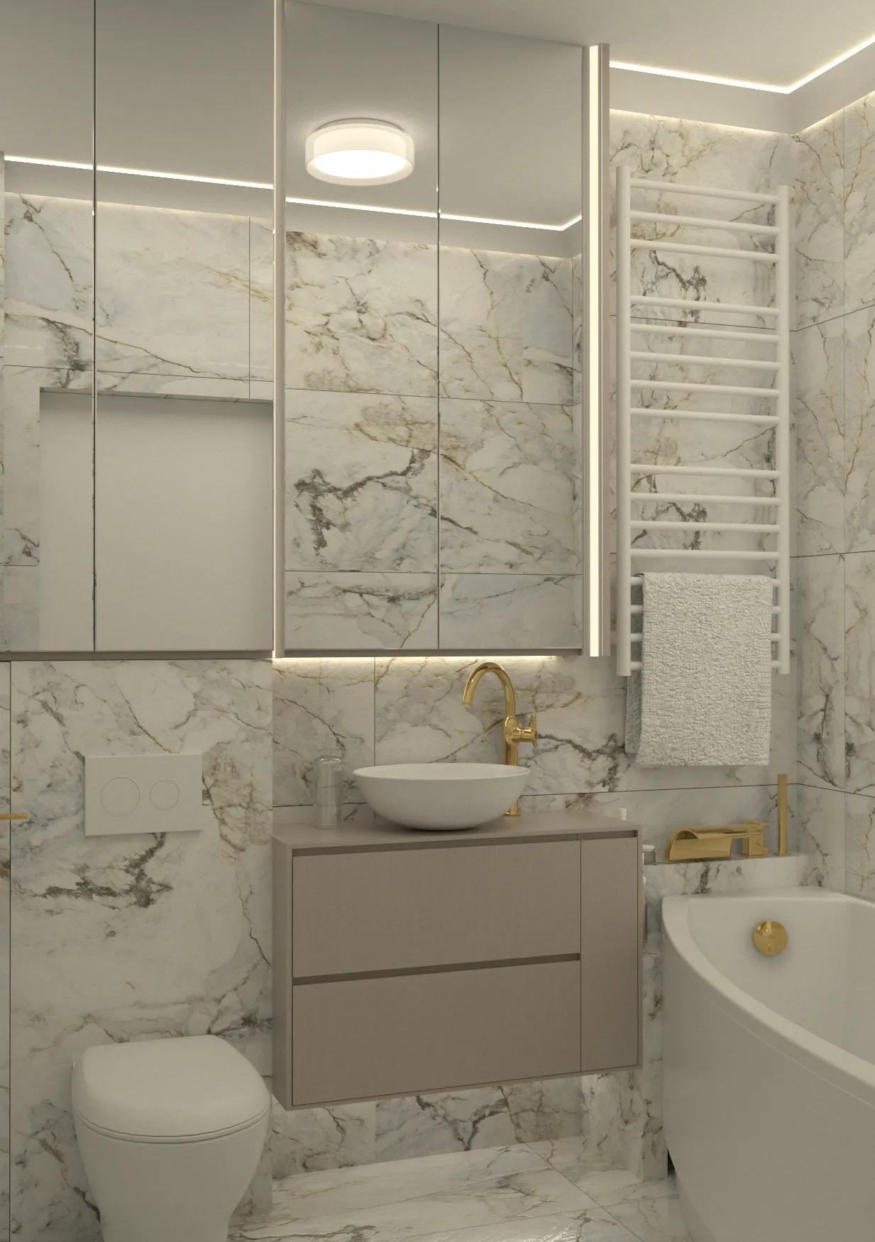 łazienka z dobrze zaprojektowanym oświetleniem